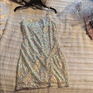 Sequin white homecoming mini Dress